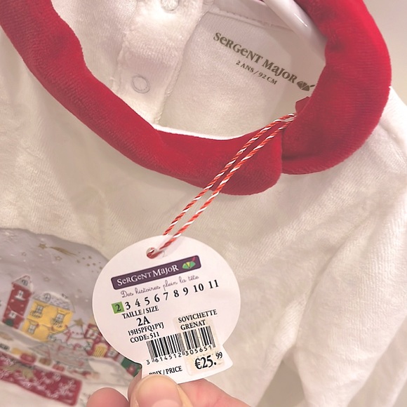 Sergeant major white velour with red NWT 24m festive holiday top - Picture 6 of 6